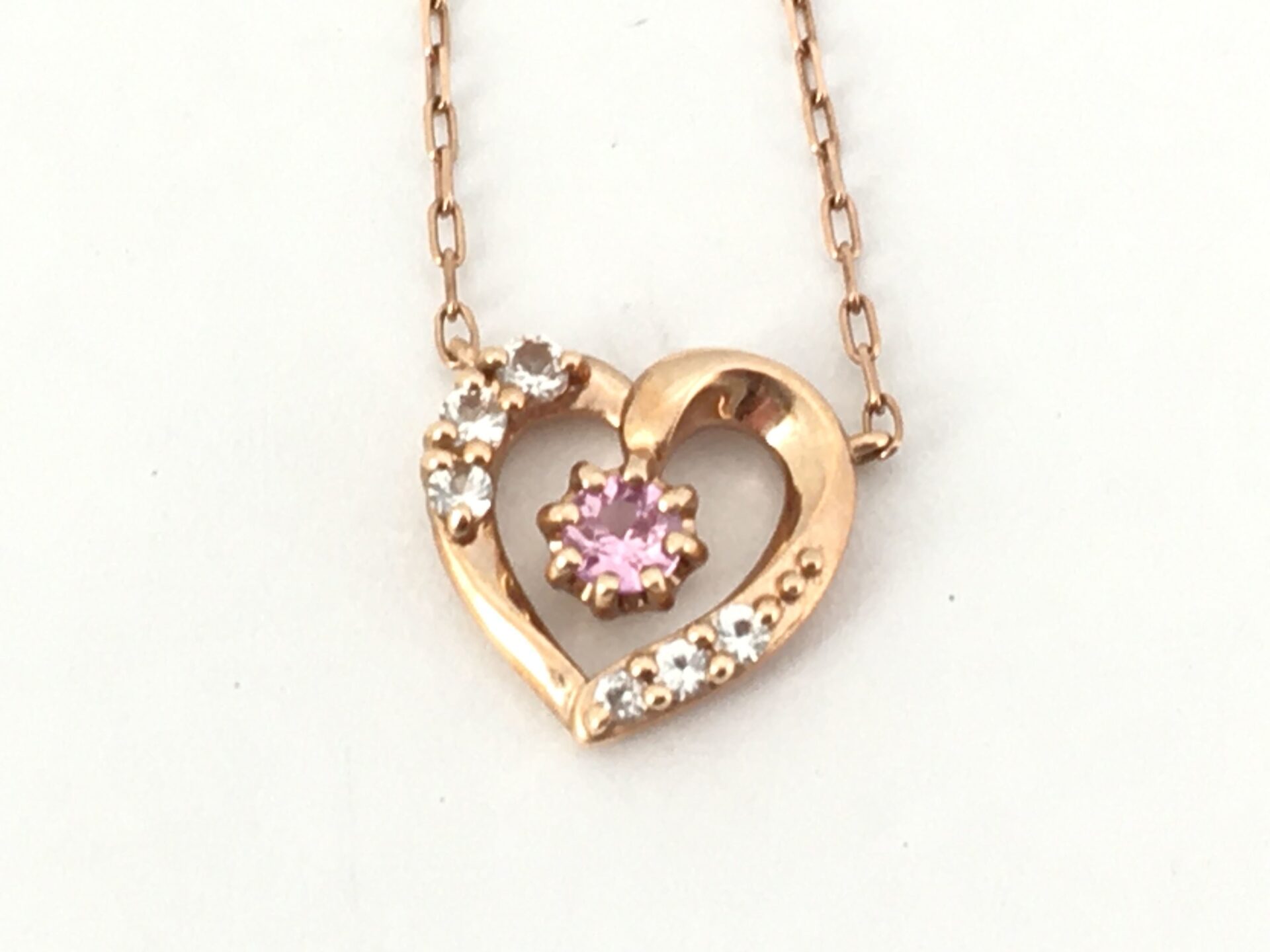 4℃ Pink Sapphire/transparent stone K10 1.2g Necklace 40cm
